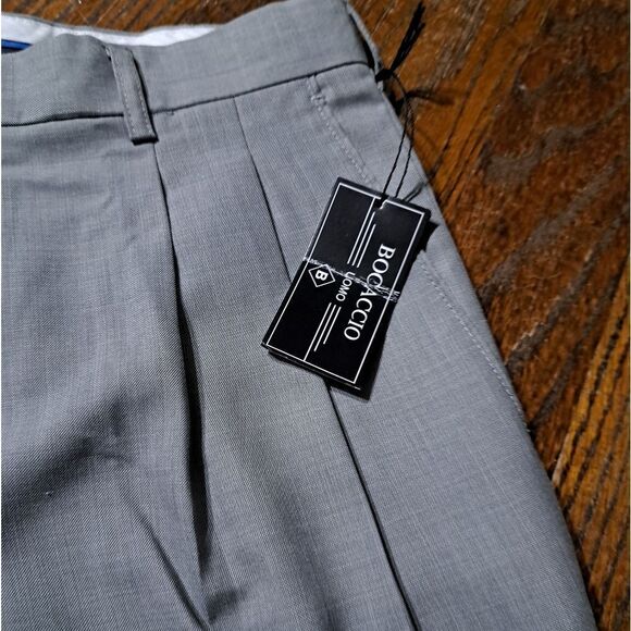 New 34x32 Bocaccio Uomo Grey Pleated Dress Suit Tuxedo Pants Formal Wear NWT - Picture 2 of 6